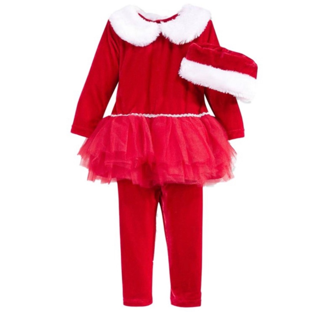 Blueberi Girls Toddler Santa Holiday Dress Pants Outfit size 6. *Missing hat*